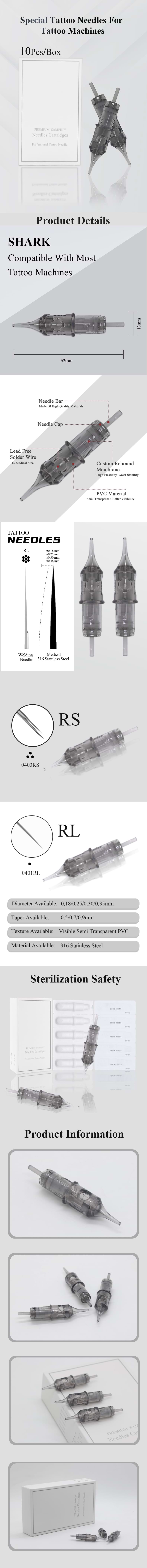 Sterile White Box Grey Tattoo Needles for Machines Sterile weiße Box graue Tattoo -Nadeln für Maschinen